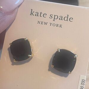 New Kate Spade Jet Black With Gold Post Stud Earrings/Classic Minimalist